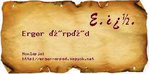 Erger Árpád névjegykártya